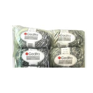 5 Skeins Gedifra FASHION TREND GOLD Wool Yarn 🧶 # 5016 Gray Ivory Silver
